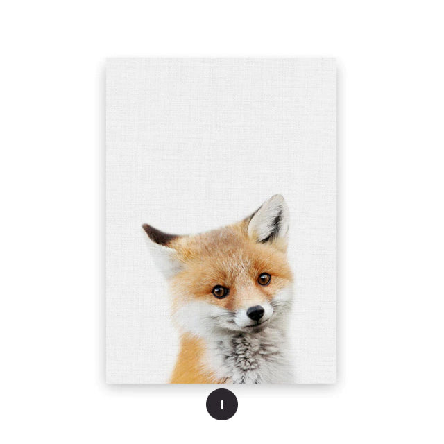 Cute Baby Animal Portraits Wall Art Posters For Kid's Bedroom Fine Art Canvas Prints Elephant Giraffe Lion Cub Pictures For Nordic Nursery Wall Decor