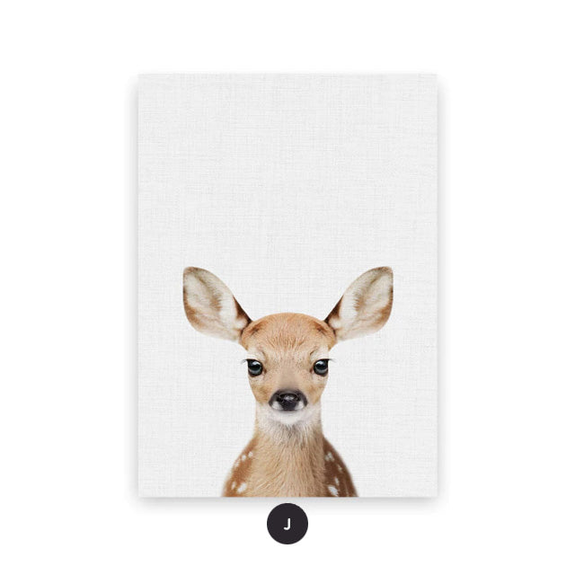Cute Baby Animal Portraits Wall Art Posters For Kid's Bedroom Fine Art Canvas Prints Elephant Giraffe Lion Cub Pictures For Nordic Nursery Wall Decor