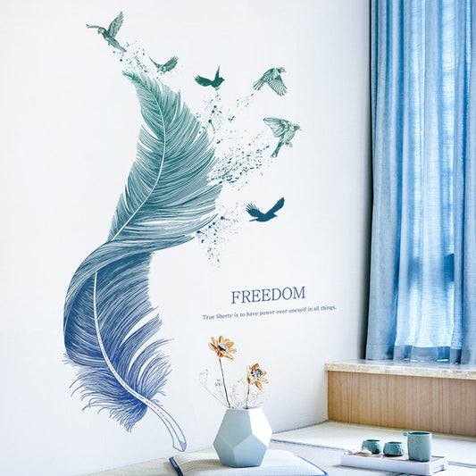 Freedom Birds Feather Wall Decor Murals Removable PVC Self Adhesive Dream Feathers Decals For Living Room Bedroom Wall Art Creative Home Decor