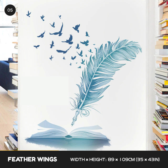 Freedom Birds Feather Wall Decor Murals Removable PVC Self Adhesive Dream Feathers Decals For Living Room Bedroom Wall Art Creative Home Decor