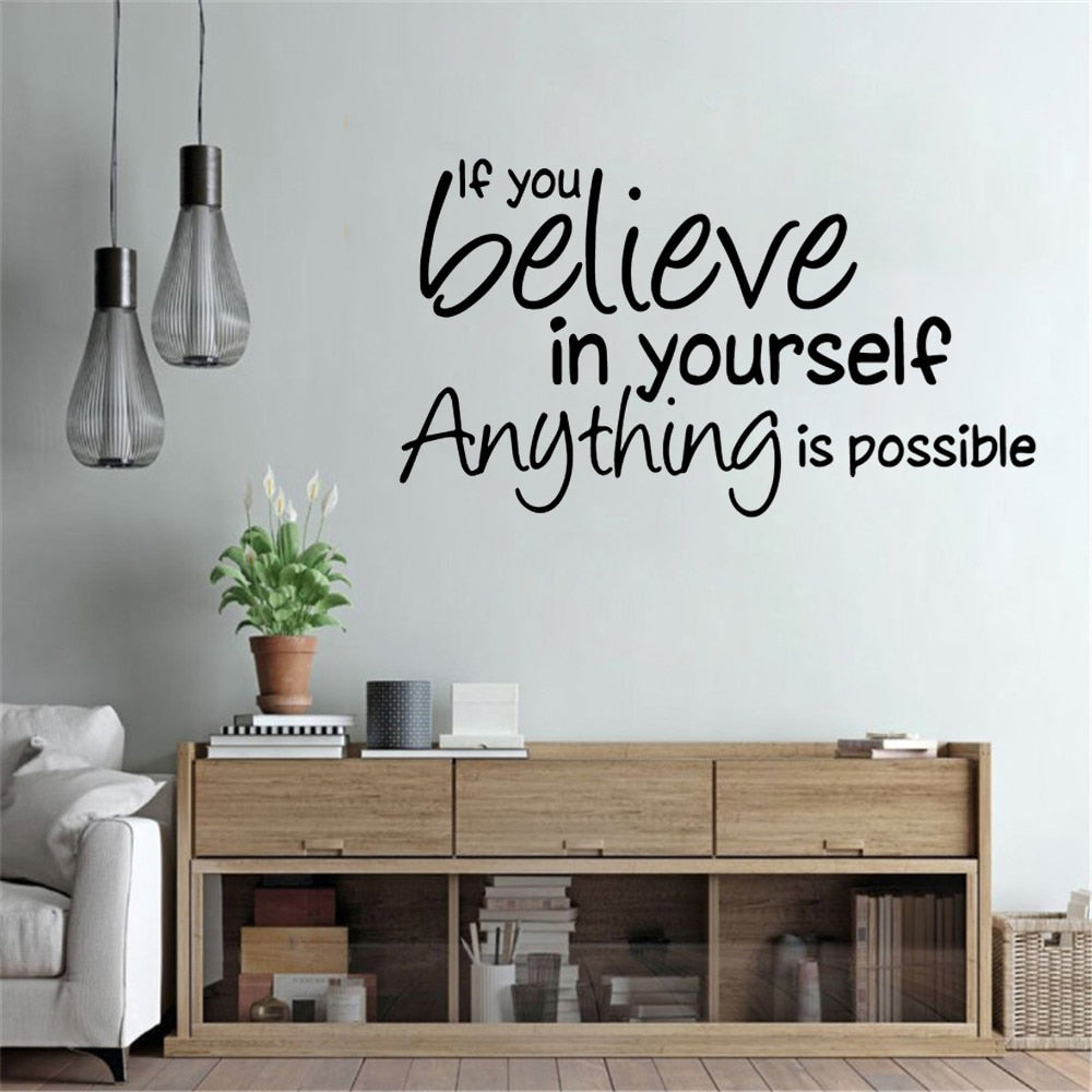 Inspirational Quote Wall Decal Removable Self Adhesive Vinyl PVC Transfer Wall Sticker Daily Mantra Personal Affirmation Signage For Home Office Decor