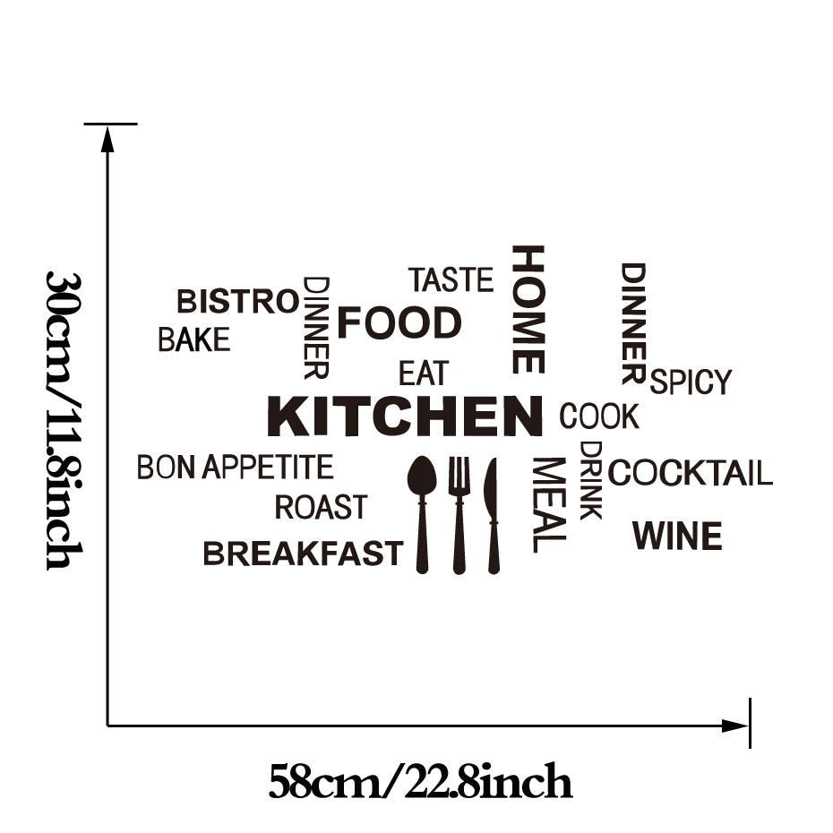 Kitchen Quotes Wall Decals Removable Vinyl PVC Wall Stickers For Kitchen Café Dining Room Decoration Creative DIY Kitchen & Home Decor