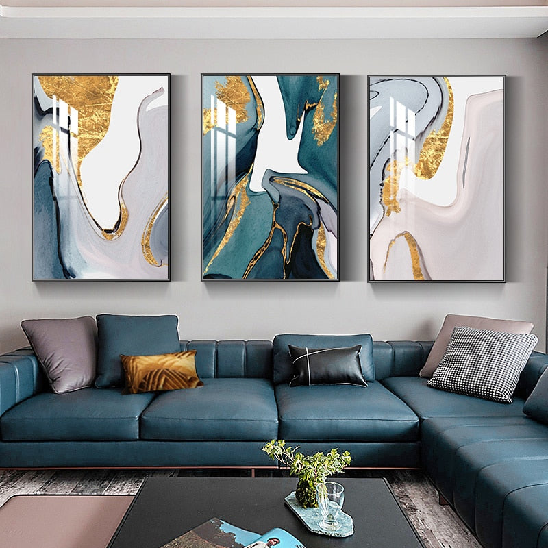 Modern Abstract Flowing Liquid Marble Wall Art Fine Art Canvas Prints – 