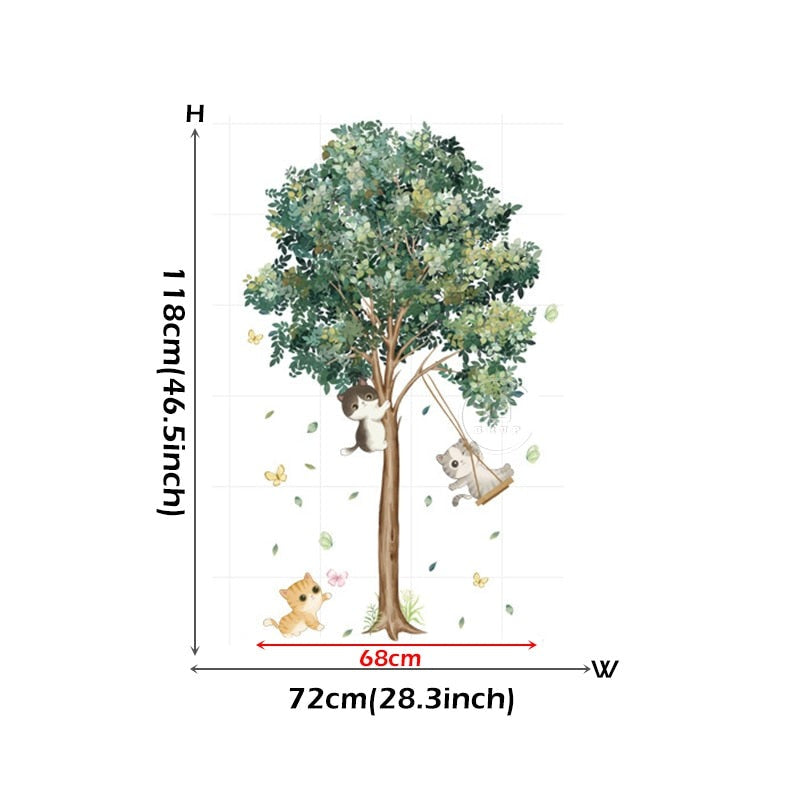 Birdcage Tree Garden Nature Mural For Kid's Room Removable PVC Vinyl Wall Decals For Children's Nursery Playroom Creative DIY Wall Decoration