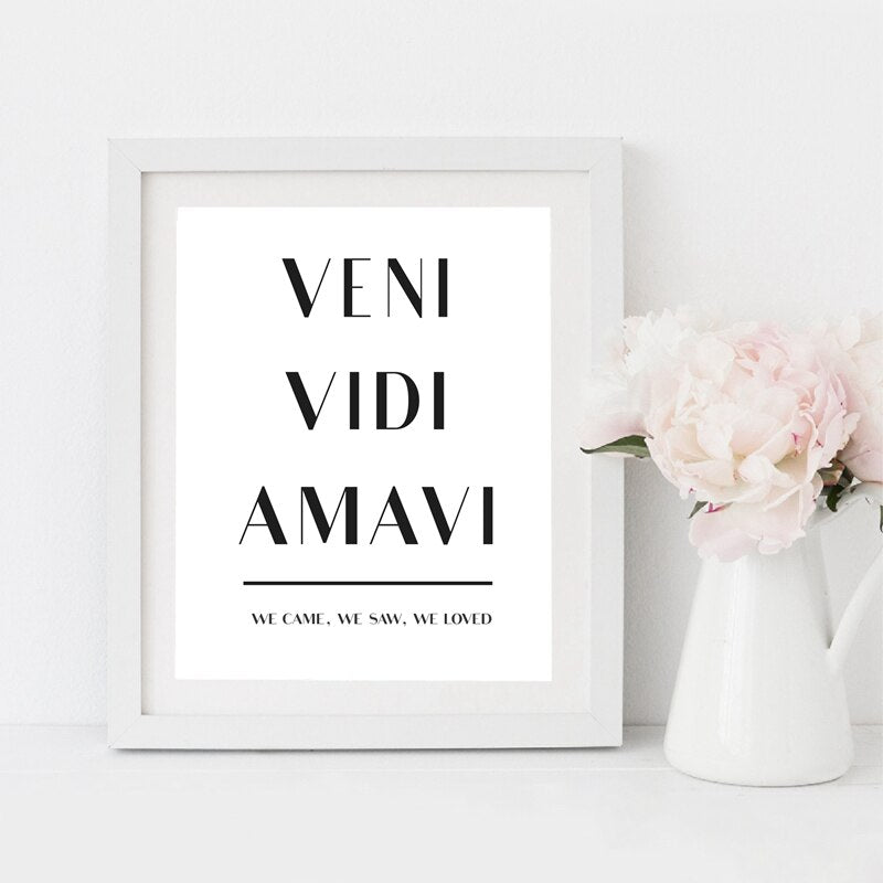 Latin Love Quotes Black & White Posters Typographic Wall Art Fine Art Canvas Prints Inspirational Pictures For Bedroom Living Room Wall Decor