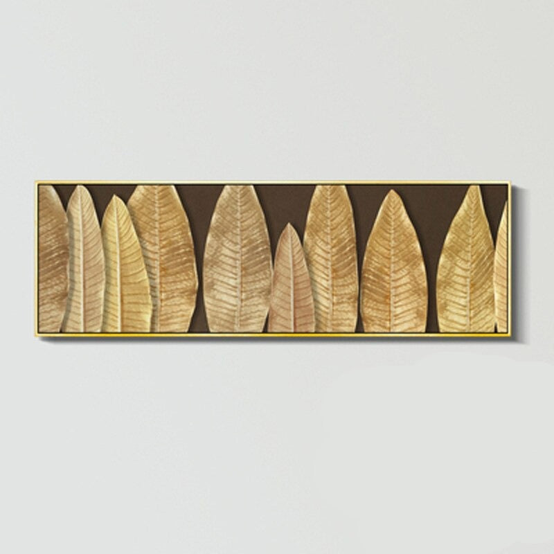 Modern Abstract Botanical Golden Palm Leaf Wall Art Fine Art Canvas Prints Wide Format Pictures For Above The Bed Or Above The Living Room Sofa