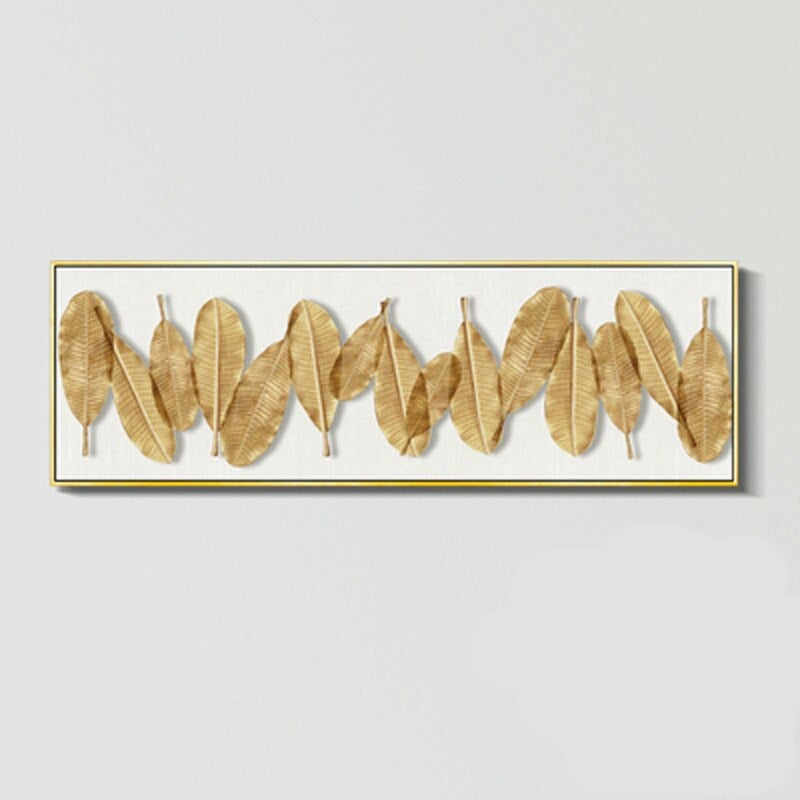Modern Abstract Botanical Golden Palm Leaf Wall Art Fine Art Canvas Prints Wide Format Pictures For Above The Bed Or Above The Living Room Sofa