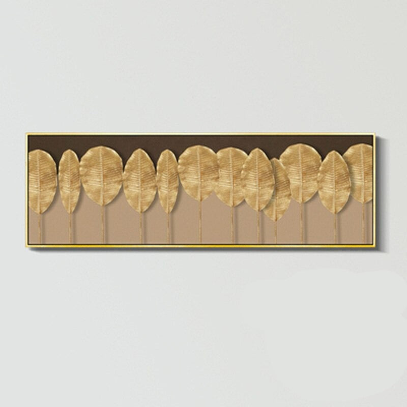Modern Abstract Botanical Golden Palm Leaf Wall Art Fine Art Canvas Prints Wide Format Pictures For Above The Bed Or Above The Living Room Sofa