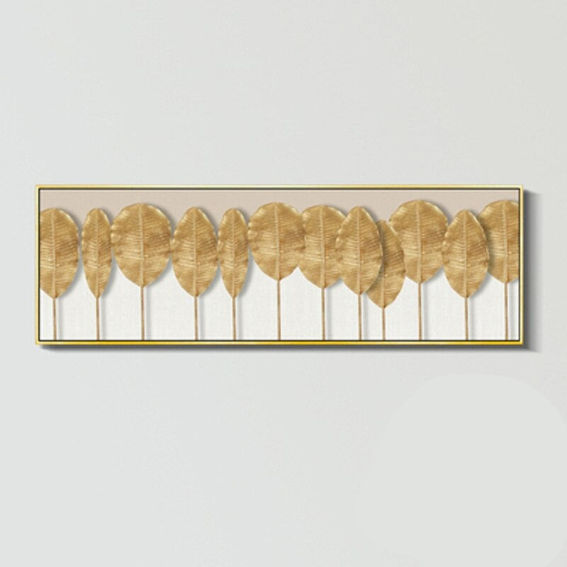 Modern Abstract Botanical Golden Palm Leaf Wall Art Fine Art Canvas Prints Wide Format Pictures For Above The Bed Or Above The Living Room Sofa