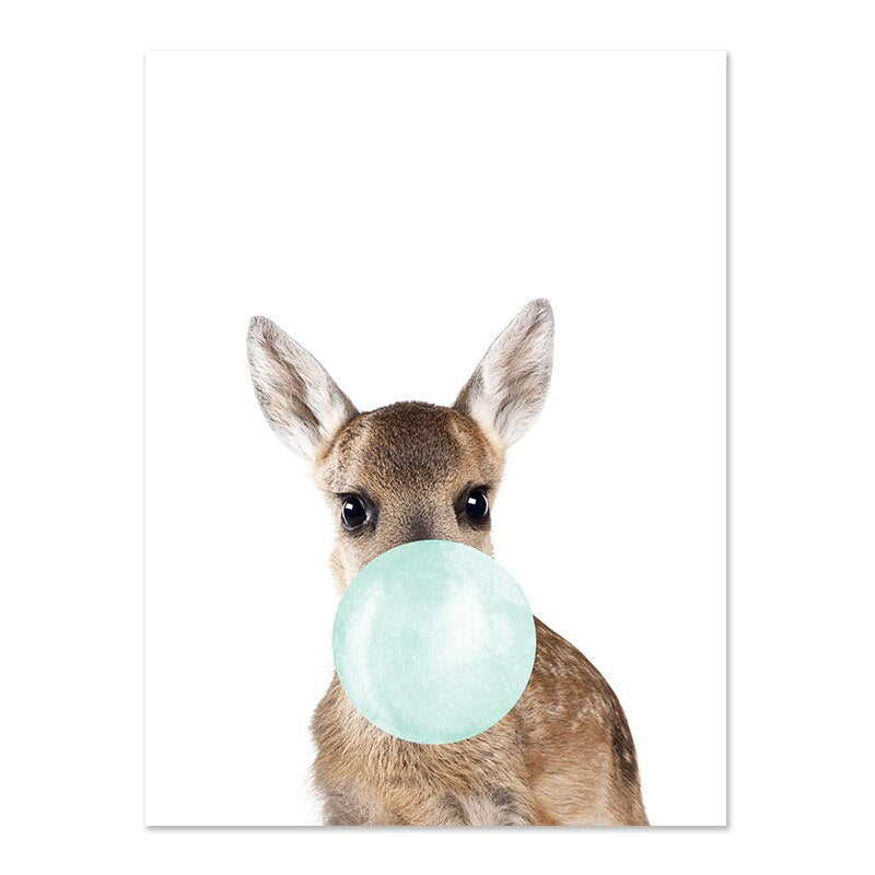Cute Jade Green Bubble Baby Animal Posters Nursery Wall Art Fine Art Canvas Prints Giraffe Elephant Koala Zebra Pictures For Baby Girls Boys Bedroom Decor