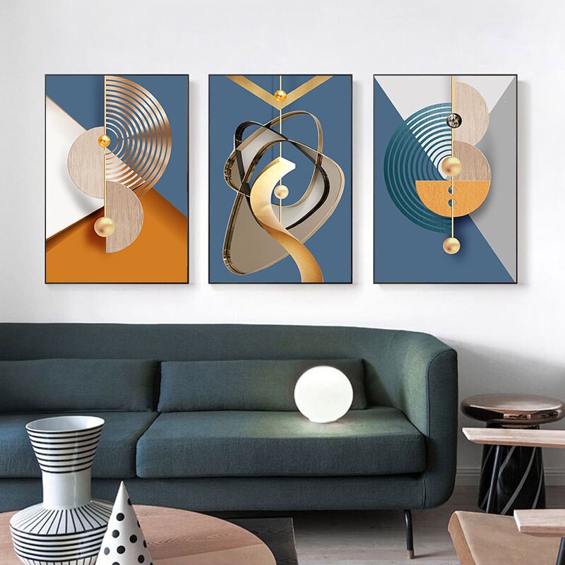 Modern Aesthetics Abstract Geometric Wall Art Fine Art Canvas Prints Pictures For Loft Apartment Living Room Dining Room Luxury Home Office Interiors
