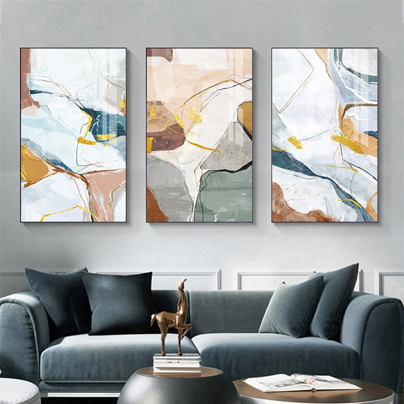 Nordic Abstract Geomorphic Neutral Colors Wall Art Fine Art Canvas Prints Pictures For Modern Living Room Dining Room Home Office Art Decor