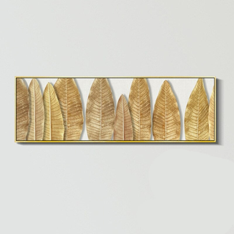 Modern Abstract Botanical Golden Palm Leaf Wall Art Fine Art Canvas Prints Wide Format Pictures For Above The Bed Or Above The Living Room Sofa