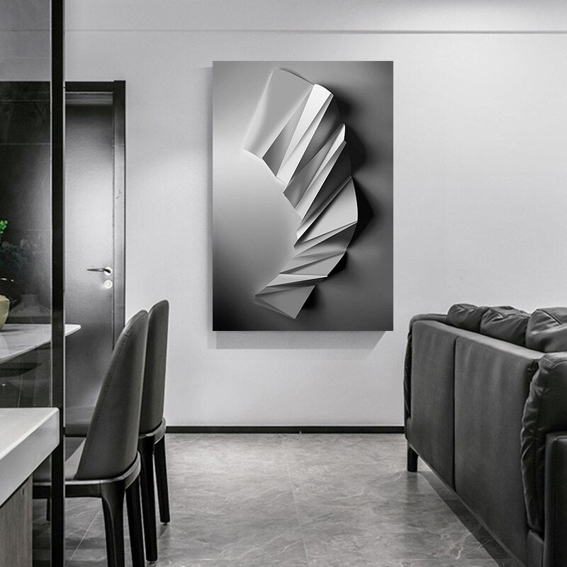 Modern Abstract Black White Fine Art Canvas Prints Minimalist Architectural Pictures For Urban Loft Living Room Dining Room Home Office Decor