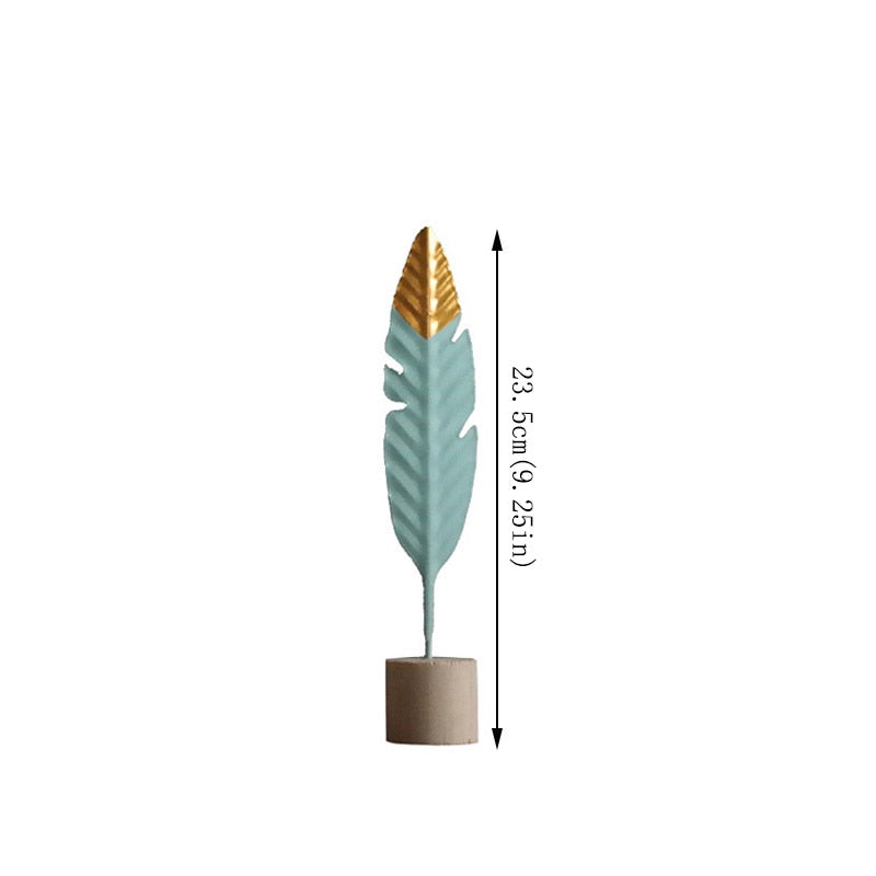 Simple Golden Jade Feathers Modern Table Decoration Ornaments For Living Room Table Windowsill Bedroom Dressing Room Nordic Home Decor