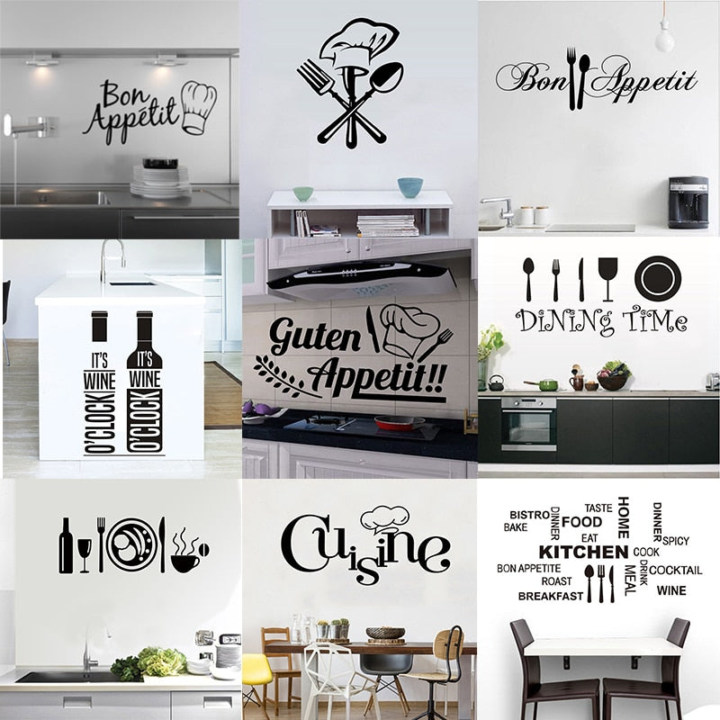 Kitchen Quotes Wall Decals Removable Vinyl PVC Wall Stickers For Kitchen Café Dining Room Decoration Creative DIY Kitchen & Home Decor