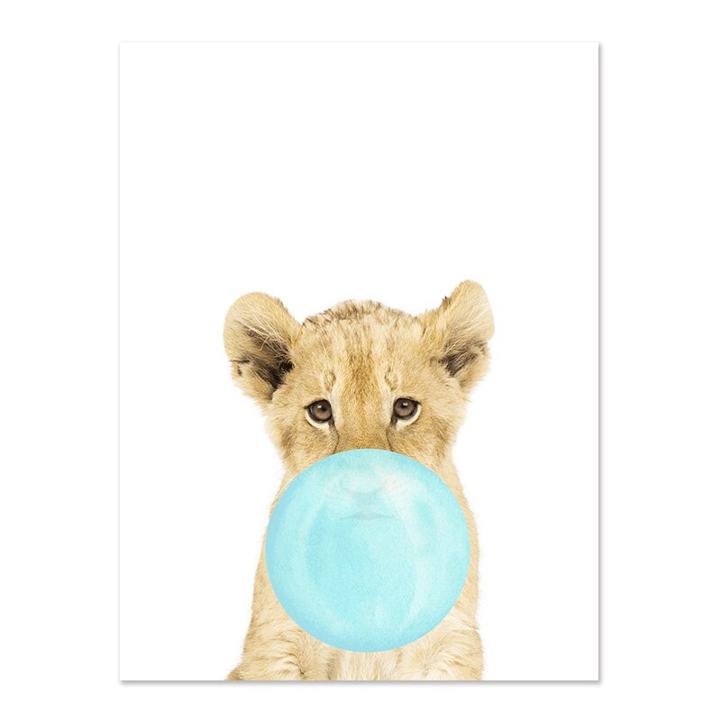 Cute Jade Green Bubble Baby Animal Posters Nursery Wall Art Fine Art Canvas Prints Giraffe Elephant Koala Zebra Pictures For Baby Girls Boys Bedroom Decor