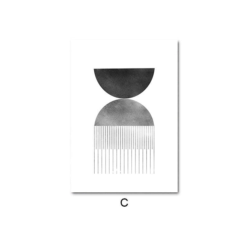 Minimalist Abstract Grayscale Geometric Wall Art Fine Art Canvas Prints Pictures For Living Room Study Dining Room Home Office Wall Decor