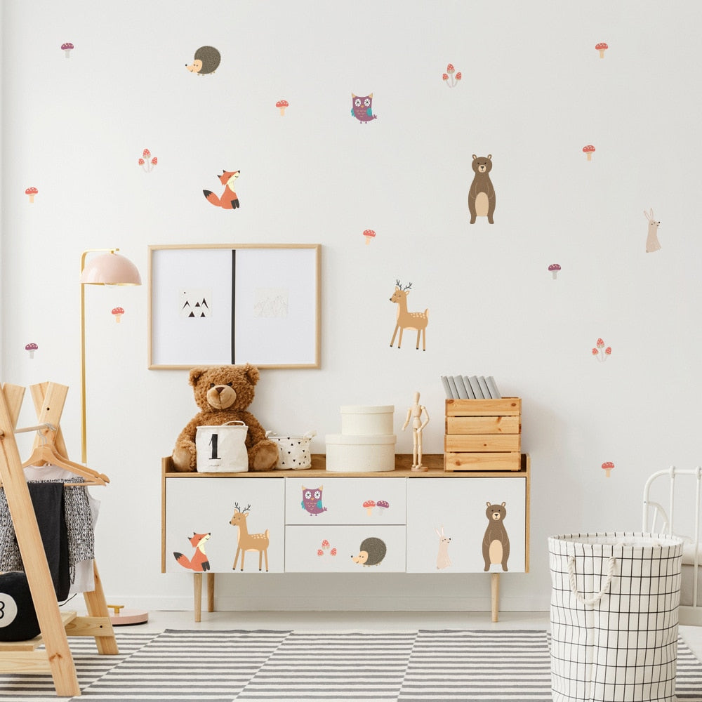 Colorful Cartoon Nordic Nursery Wall Decals For Kid's Room Removable PVC Wall Stickers For Children's Playroom Creative DIY Kindergarten Decor