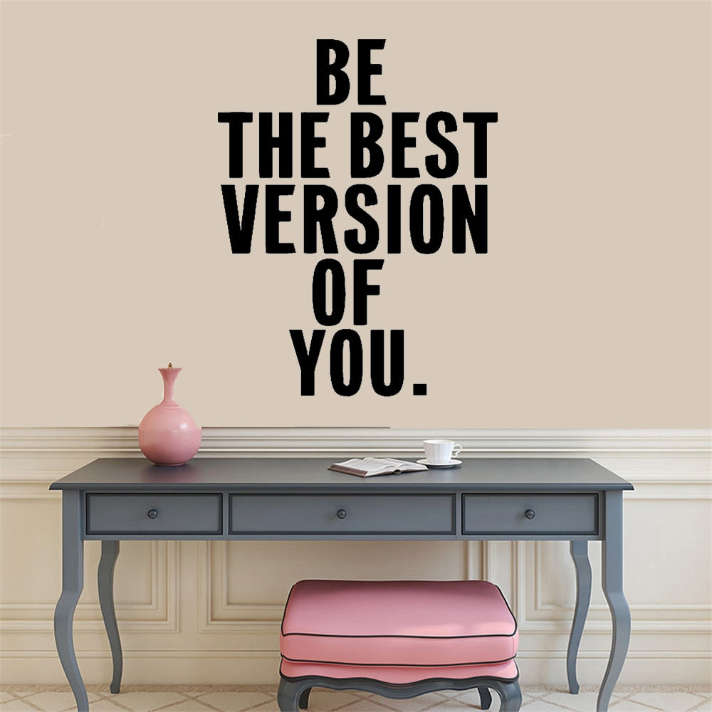 The Best Version Of You Quotation PVC Wall Decal Removable Vinyl Wall Sticker Inspirational Motivation Daily Mantra For Living Room Bedroom Wall Decor