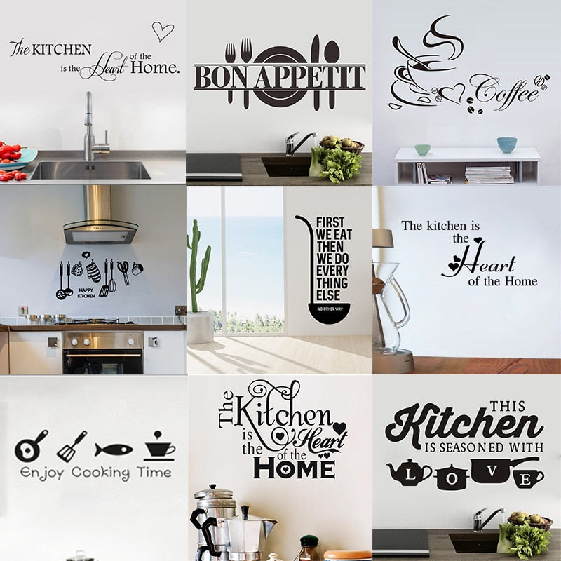 Kitchen Quotes Wall Decals Removable Vinyl PVC Wall Stickers For Kitchen Café Dining Room Decoration Creative DIY Kitchen & Home Decor