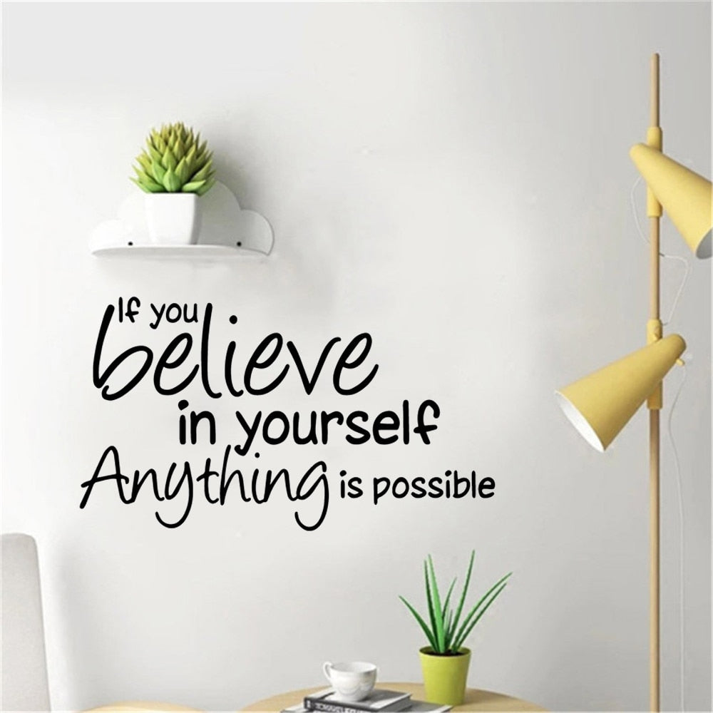 Inspirational Quote Wall Decal Removable Self Adhesive Vinyl PVC Transfer Wall Sticker Daily Mantra Personal Affirmation Signage For Home Office Decor