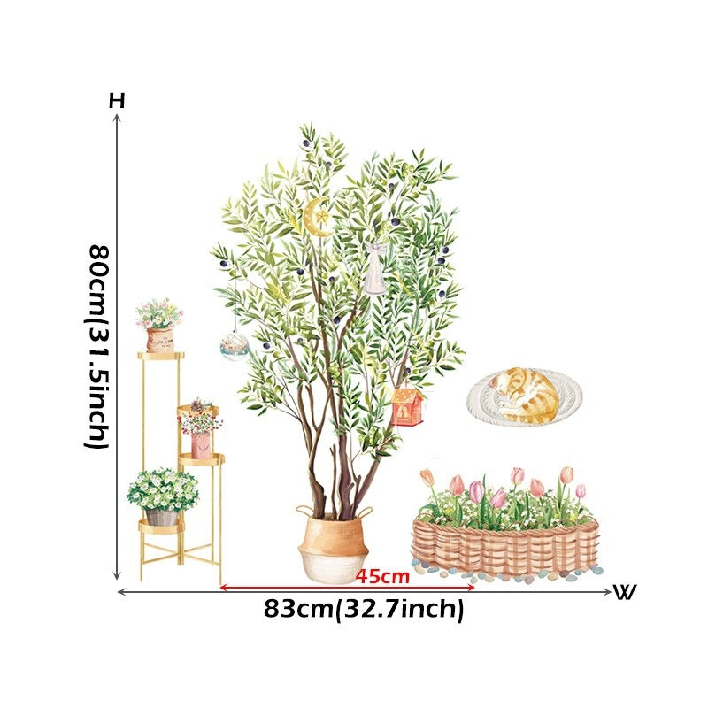Birdcage Tree Garden Nature Mural For Kid's Room Removable PVC Vinyl Wall Decals For Children's Nursery Playroom Creative DIY Wall Decoration