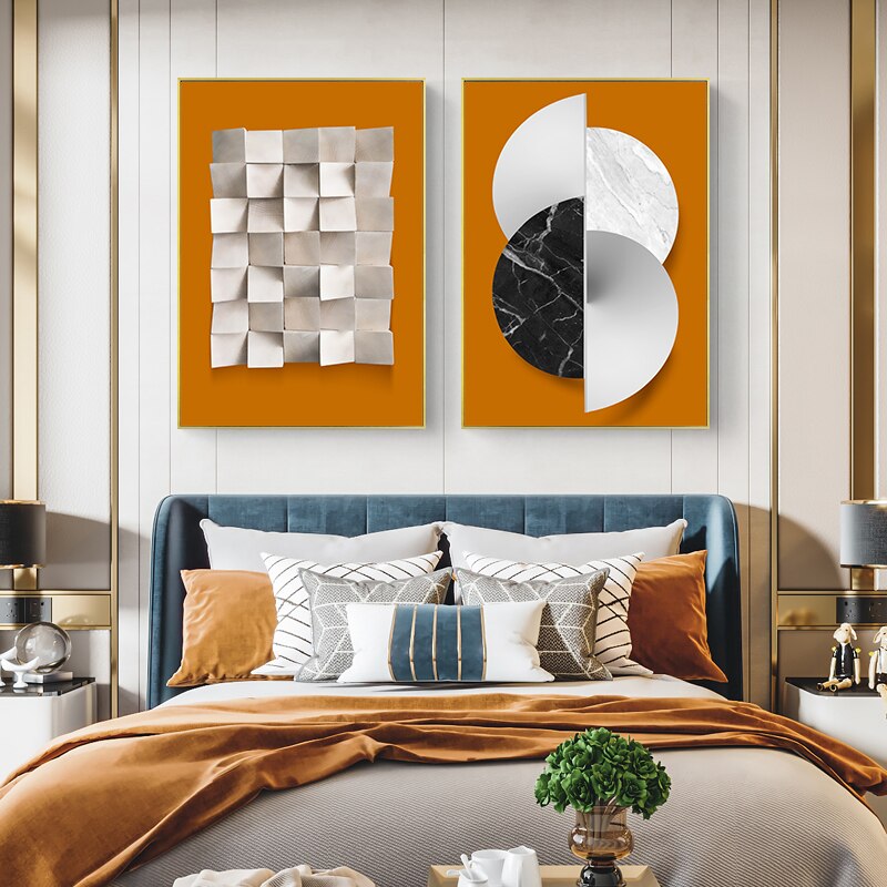 Modern Aesthetics Abstract Minimalist Wall Art Fine Art Canvas Prints Pictures For Luxury Loft Living Room Entrance Hall Foyer Home Office Wall Decor