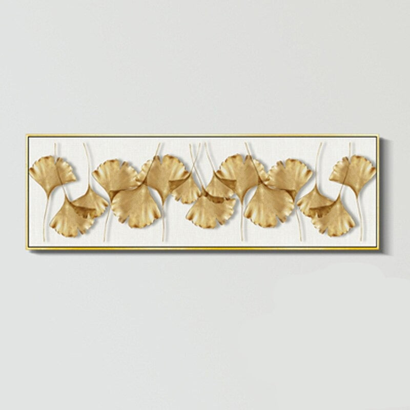 Modern Abstract Botanical Golden Palm Leaf Wall Art Fine Art Canvas Prints Wide Format Pictures For Above The Bed Or Above The Living Room Sofa