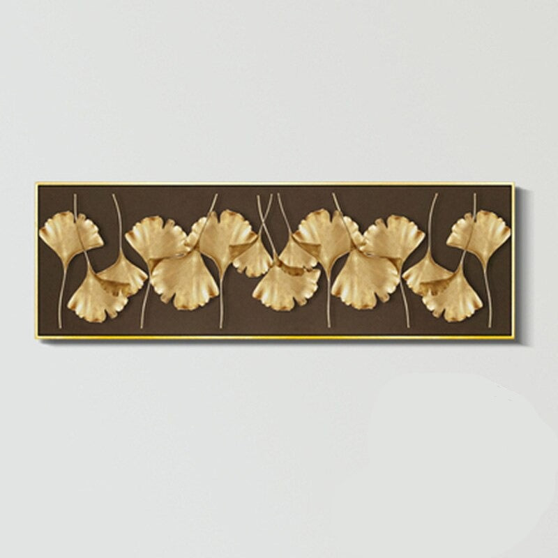 Modern Abstract Botanical Golden Palm Leaf Wall Art Fine Art Canvas Prints Wide Format Pictures For Above The Bed Or Above The Living Room Sofa