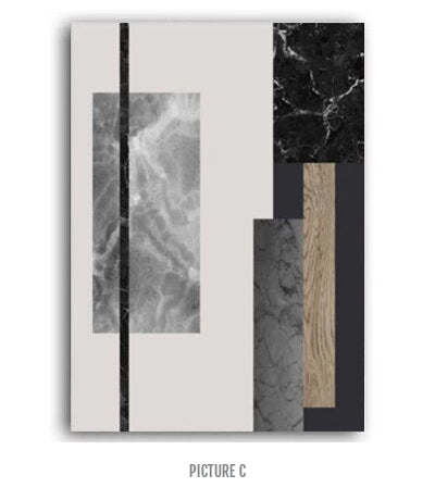Modern Abstract Geometric Nordic Wall Art Marble And Wood Style Contemporary Scandinavian Design Home Decor Fine Art Canvas Prints