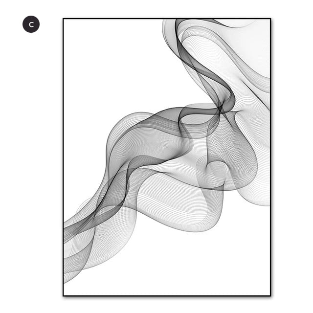 Modern Black And White Abstract Wall Art Fine Art Canvas Prints Minimalist Wavy Lines Pictures For Living Room Loft Apartment Home Office Interior Decor