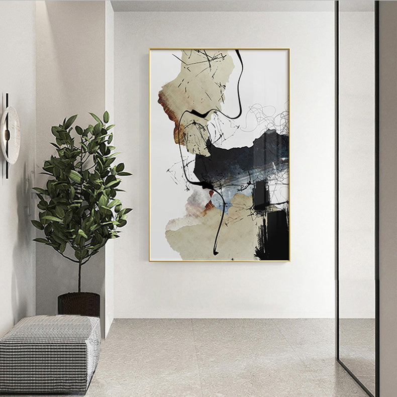 Gray Painting Silver Leaf Painting Beige Painting Modern Art Painting  Canvas | SILVER FLASH