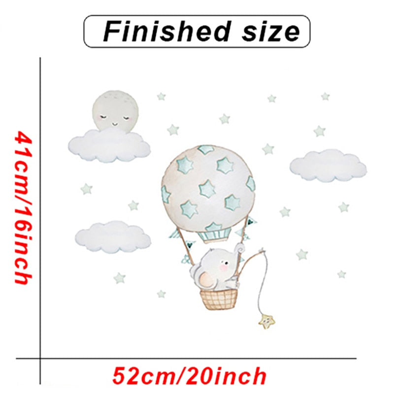 Kid's Hot Air Balloons Adventures Wall Decals Colorful Self Adhesive Removable Wall Stickers For Baby's Room Nursery Decor Creative DIY Home Decoration