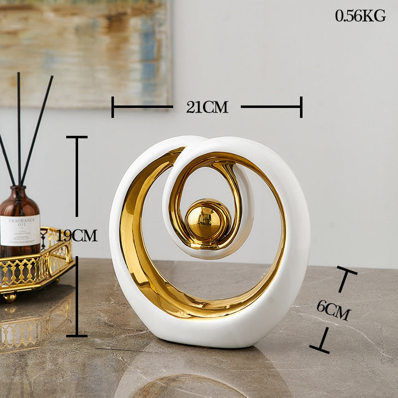 Modern Abstract Decorative Figurines Creative Smooth Flowing Ceramic Sculptures For Living Room Table Mantelpiece Home Office Desktop Decoration
