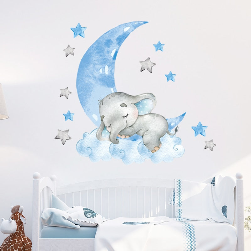 Wall Sticker Decal Cartoon Elephant Butterfly Wall Stickers For Kids Rooms  Children's Bedroom Wall Decorative Kids Wall Sickers