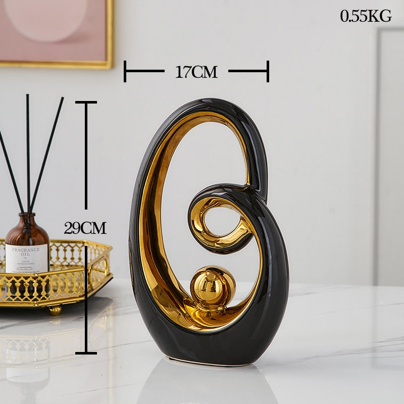 Modern Abstract Decorative Figurines Creative Smooth Flowing Ceramic Sculptures For Living Room Table Mantelpiece Home Office Desktop Decoration