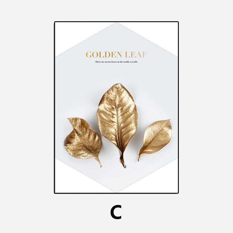 Golden Leaves Abstract Tropical Botanical Wall Art Fine Art Canvas Prints Pictures For Luxury Living Room Dining Room Modern Home Wall Decor