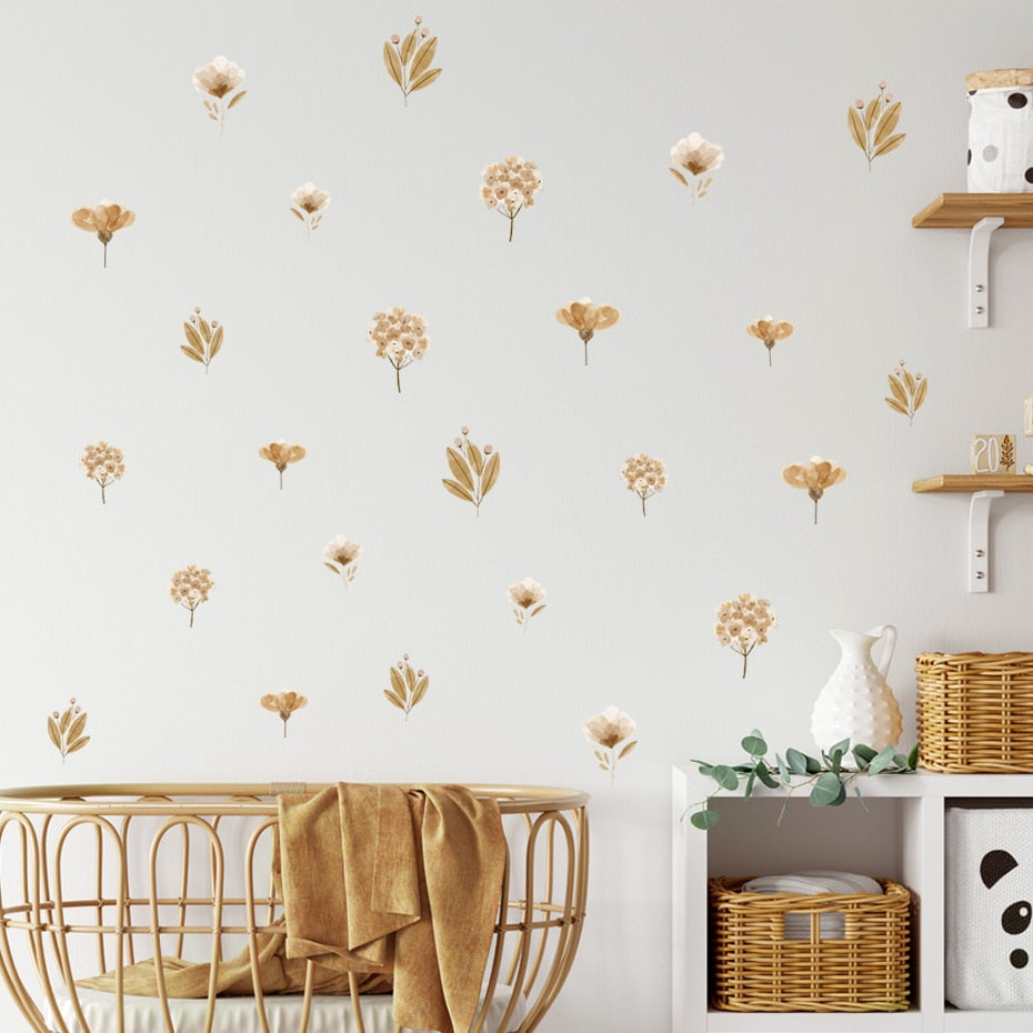 Bohemian Flowers & Butterflies Wall Decals Removable PVC Vinyl Wall Stickers For Decorating Living Room Bedroom Wall Creative DIY Home Decor