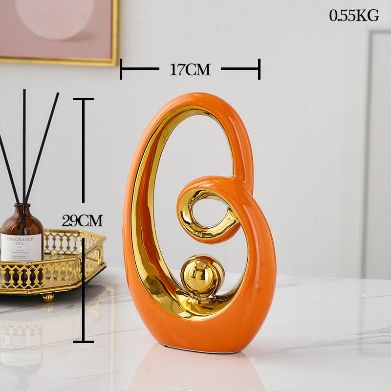 Modern Abstract Decorative Figurines Creative Smooth Flowing Ceramic Sculptures For Living Room Table Mantelpiece Home Office Desktop Decoration