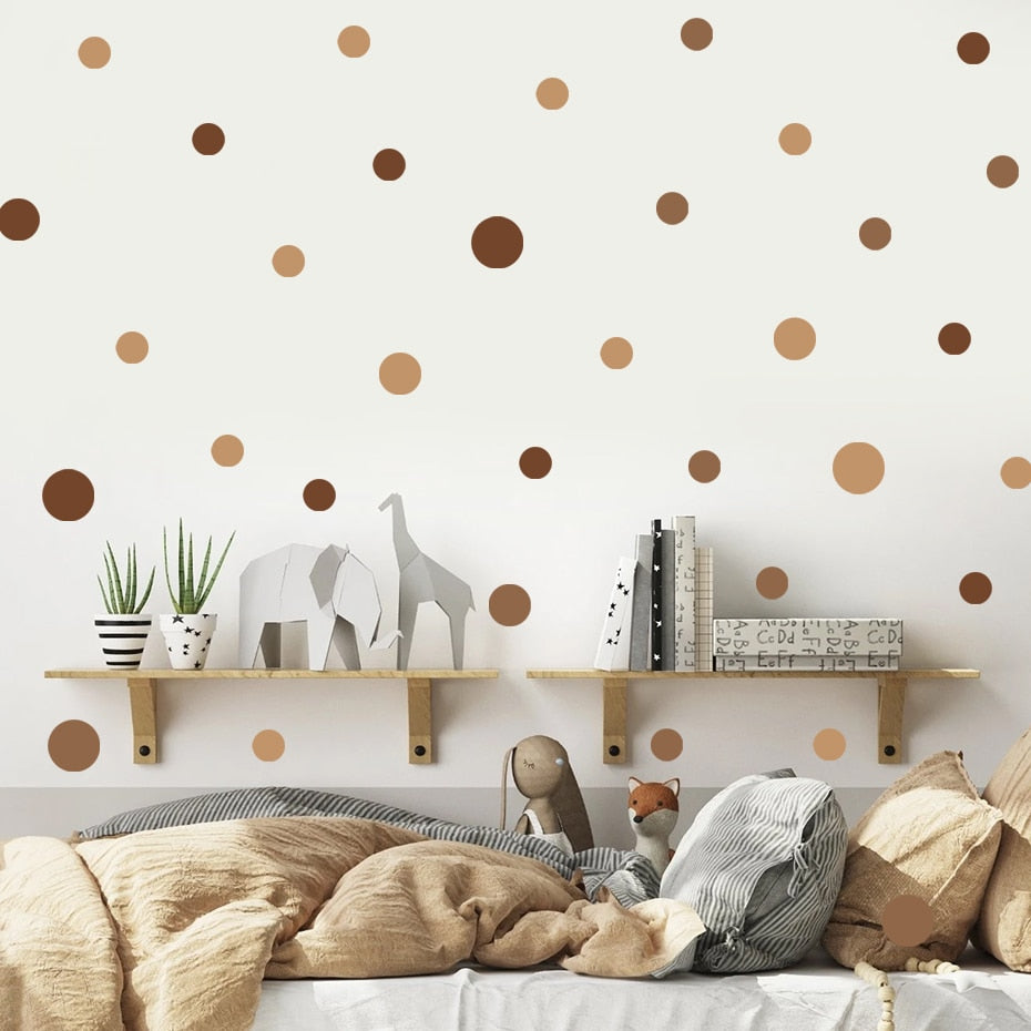Neutral Color Polka Dot Pebbles Wall Decals Peel N Stick Vinyl Wall Decal Wall Stickers For Nursery Room Baby's Room Kindergarten DIY Wall Decor