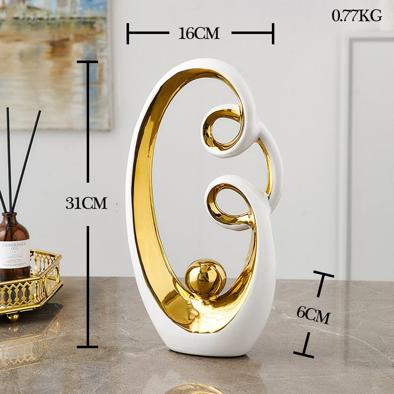 Modern Abstract Decorative Figurines Creative Smooth Flowing Ceramic Sculptures For Living Room Table Mantelpiece Home Office Desktop Decoration