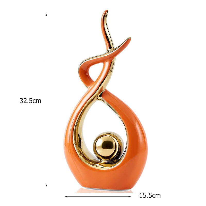 Modern Abstract Decorative Figurines Creative Smooth Flowing Ceramic Sculptures For Living Room Table Mantelpiece Home Office Desktop Decoration