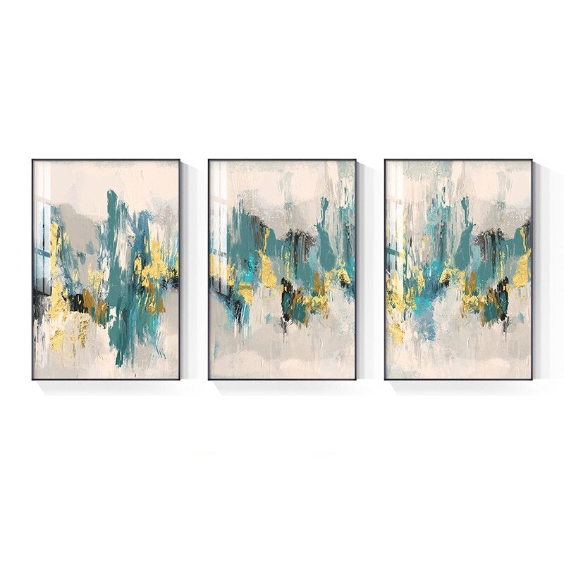 Golden Beige Jade Green Abstract Wall Art Fine Art Canvas Prints Contemporary Pictures For Luxury Living Room Bedroom Art Decor