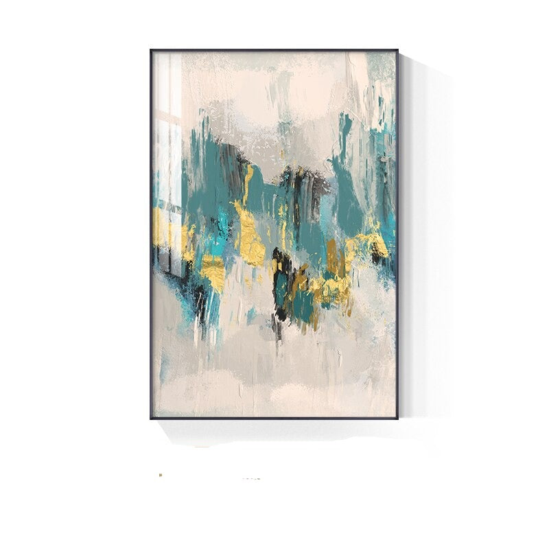 Golden Beige Jade Green Abstract Wall Art Fine Art Canvas Prints Contemporary Pictures For Luxury Living Room Bedroom Art Decor