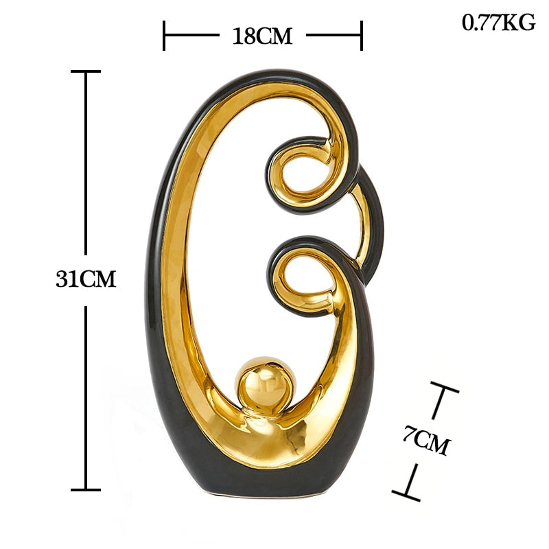 Modern Abstract Decorative Figurines Creative Smooth Flowing Ceramic Sculptures For Living Room Table Mantelpiece Home Office Desktop Decoration