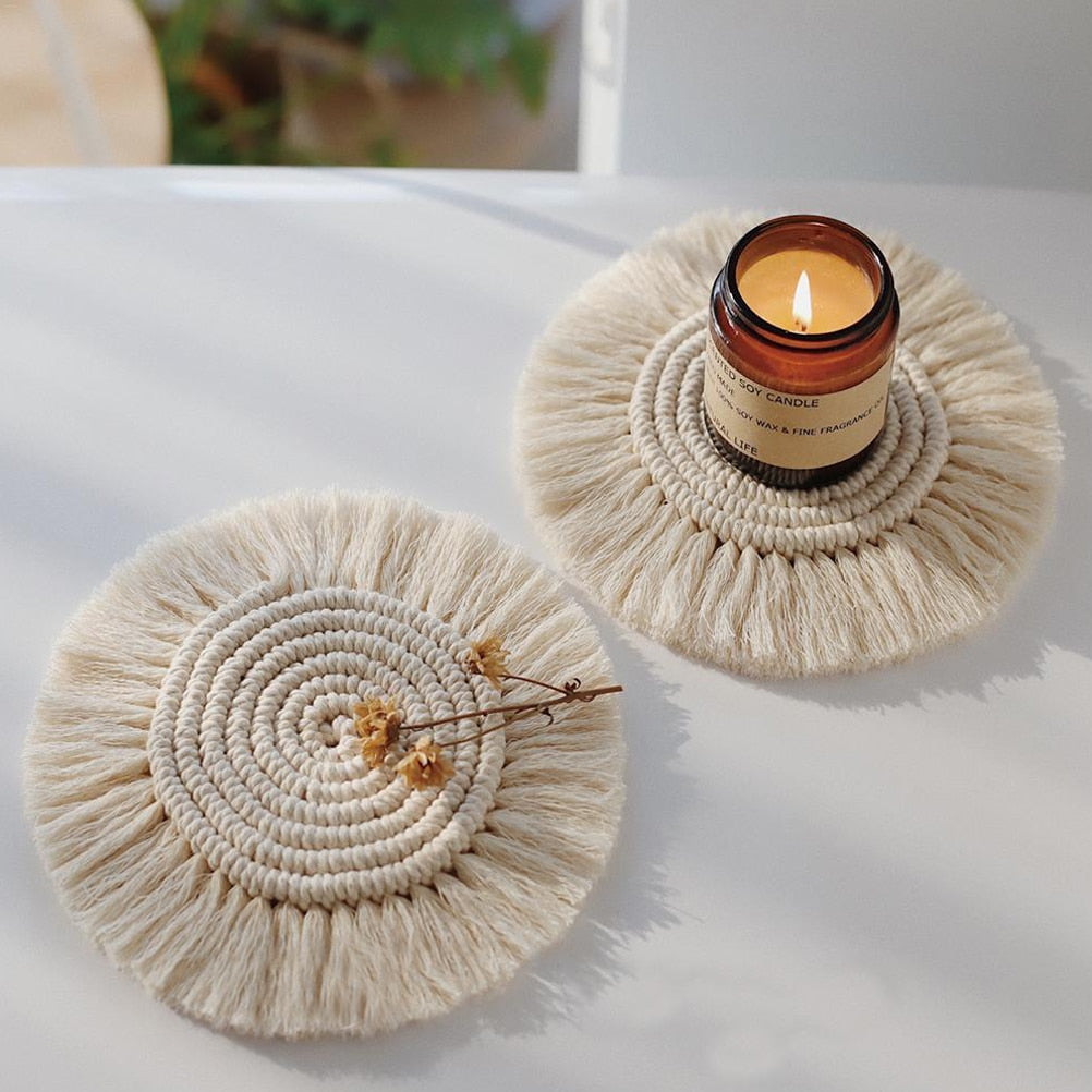 Hand Woven Coasters Naturally Inspired Coffee Table Coasters Non Slip Mats Creative Simple Essential Home Decor From NordicWallArt.com