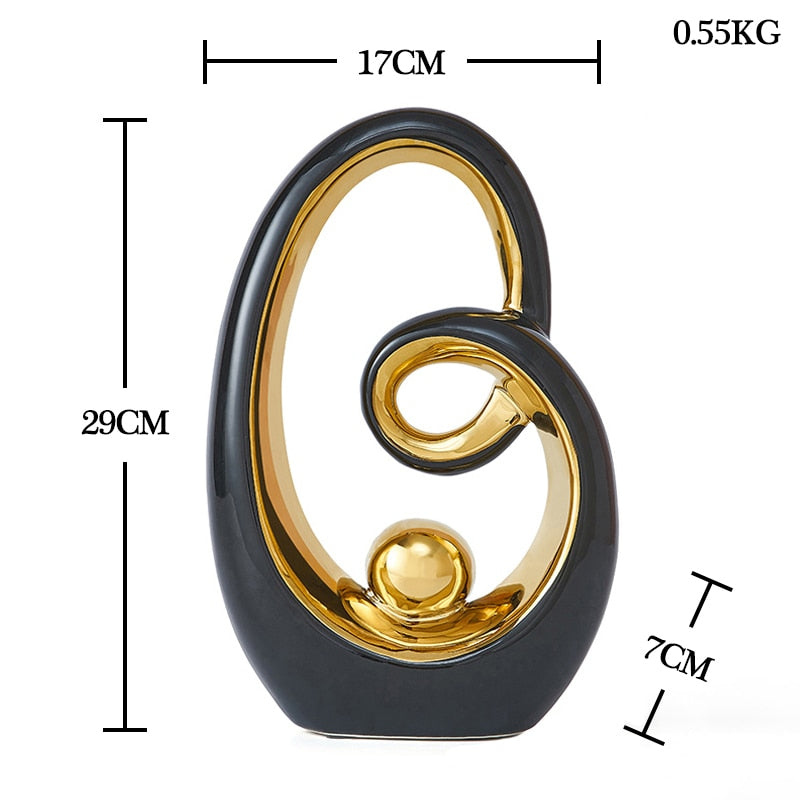 Modern Abstract Decorative Figurines Creative Smooth Flowing Ceramic Sculptures For Living Room Table Mantelpiece Home Office Desktop Decoration