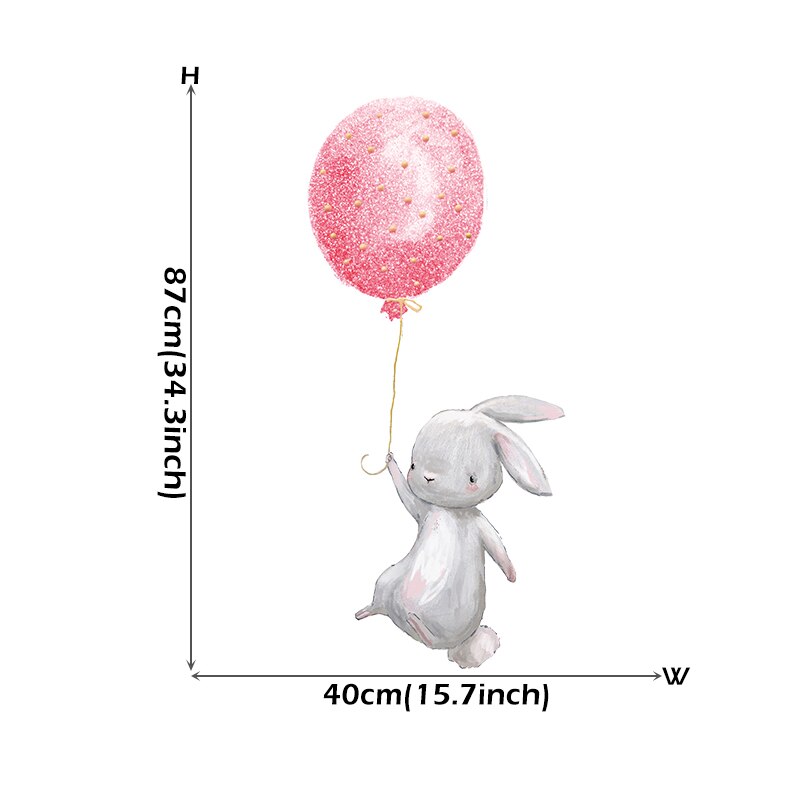 Pink Balloon Cloud Bunnies Vinyl Wall Decals Removable PVC Stickers For Nursery Room Decor Kindergarten Creative DIY Home Children's Room Decor