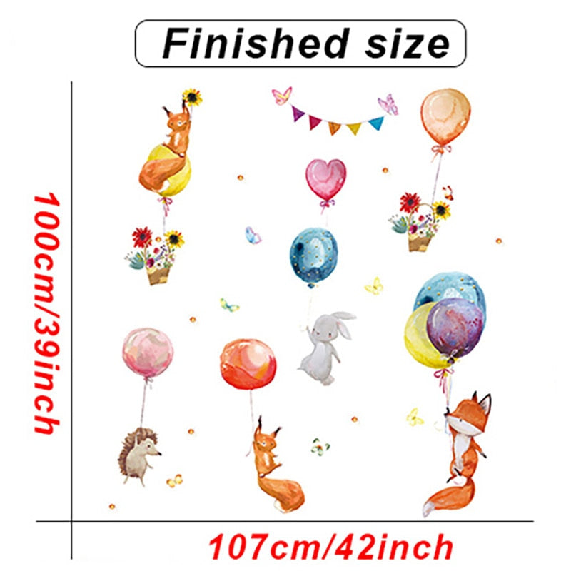 Kid's Hot Air Balloons Adventures Wall Decals Colorful Self Adhesive Removable Wall Stickers For Baby's Room Nursery Decor Creative DIY Home Decoration